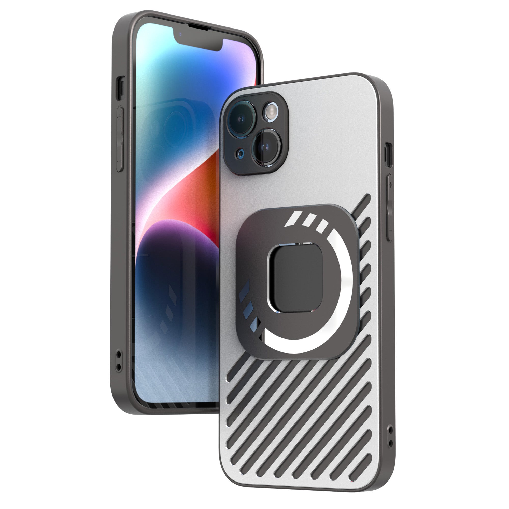 R-JUST SJ55 For iPhone 14 Plus TPU PC Metal Hollow Drop-proof Cover Magnetic Phone Case Compatible with MagSafe R-JUST SJ55 For iPhone 14 Plus TPU PC Metal Hollow Drop-proof Cover Magnetic Phone Case Compatible with MagSafe